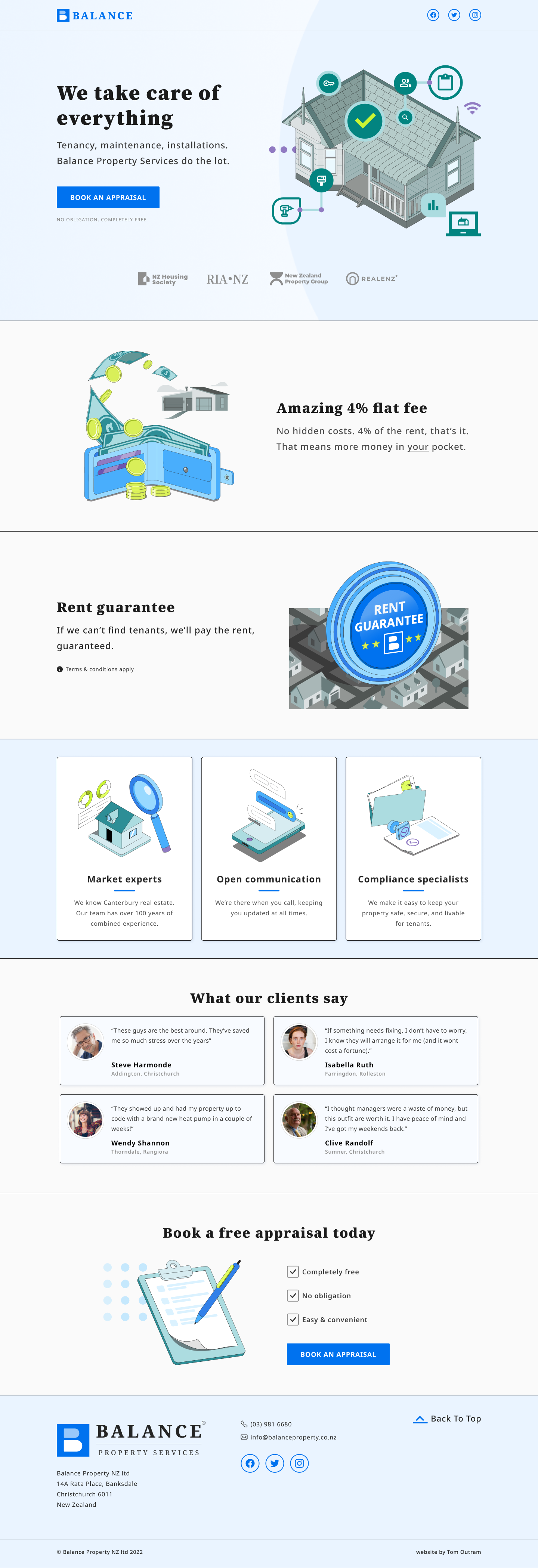 High fedility mockup of the final homepage design