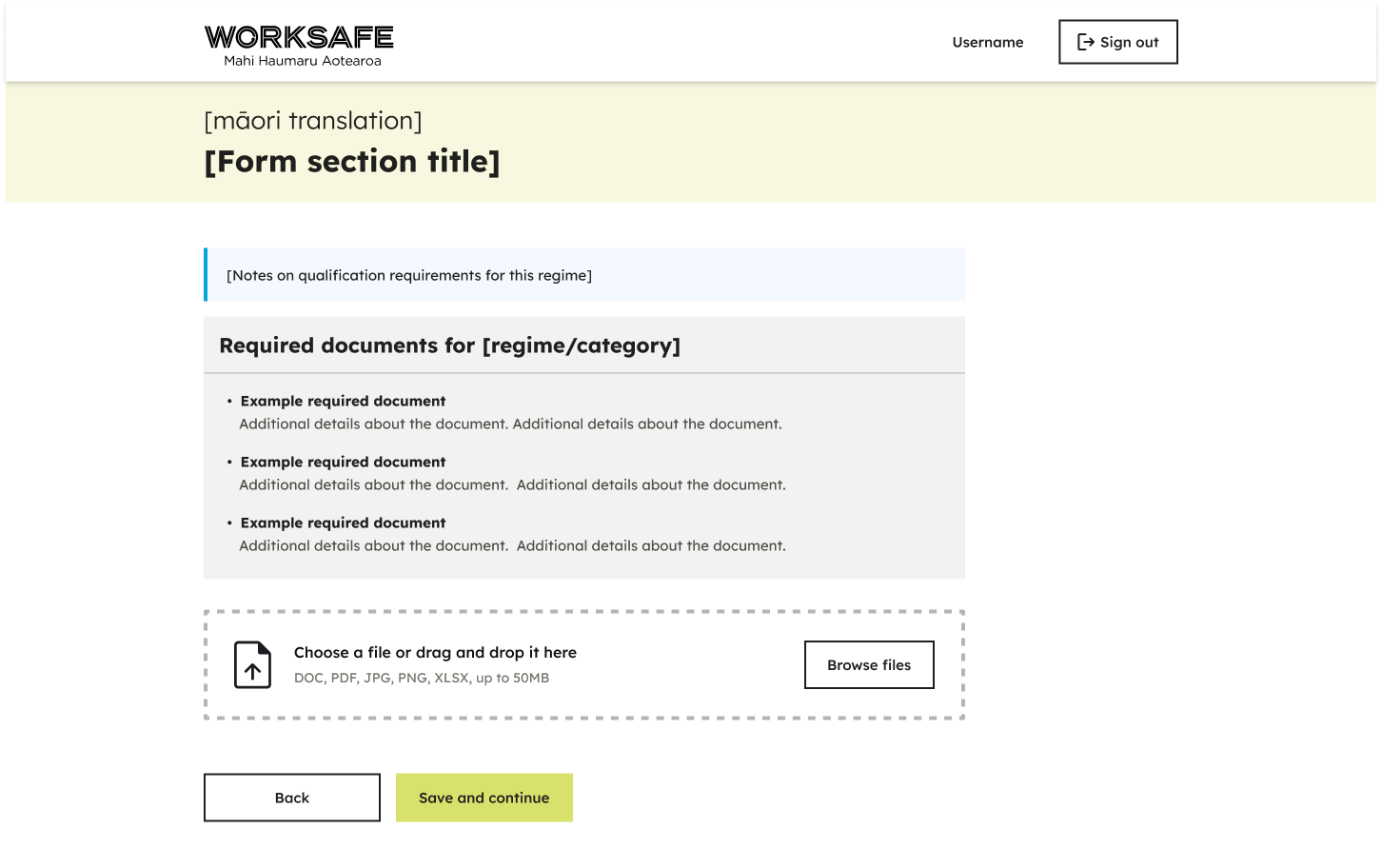 Design mockup of a reusable form template