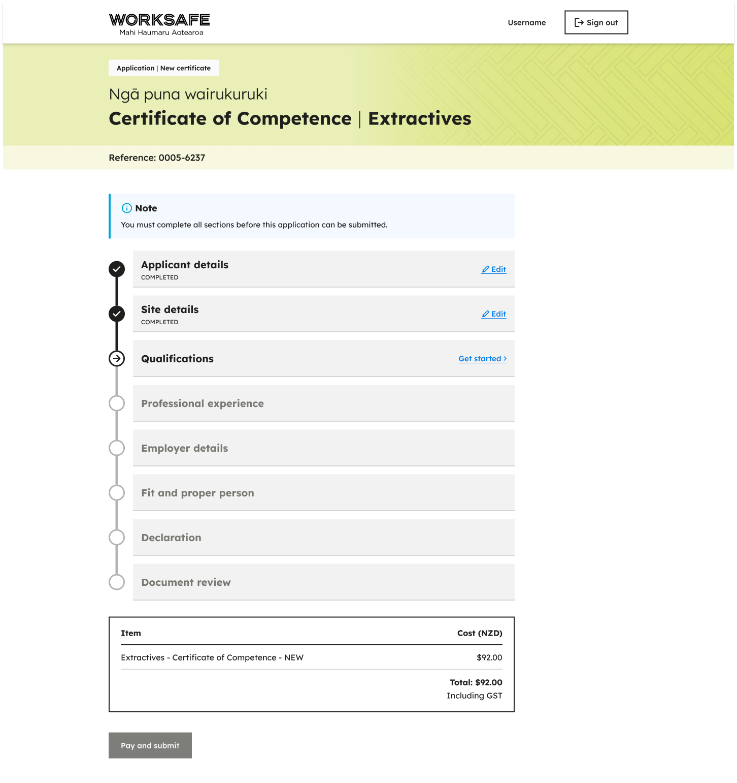 Design mockup of a form built using modular sections